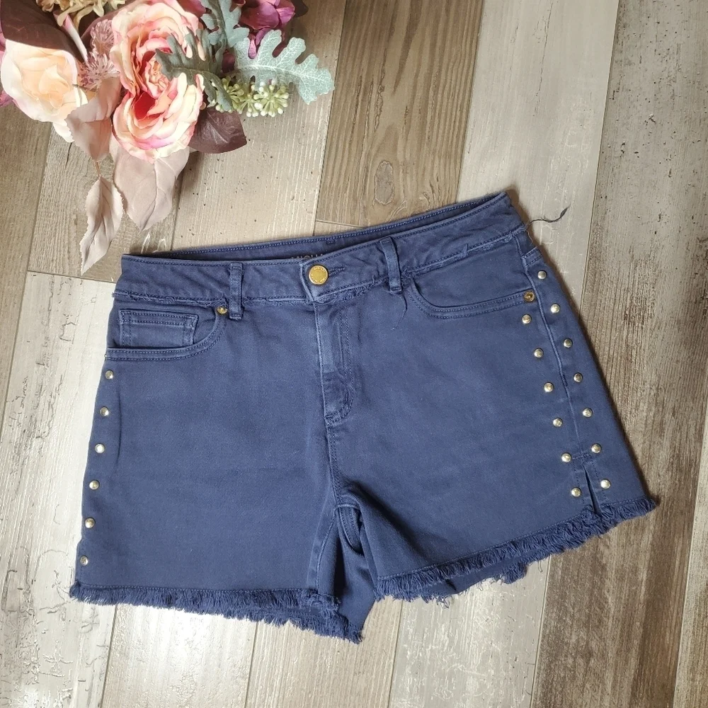 Michael Kors Studded Indigo Blue Raw Hem Women's Shorts Size 2 EUC